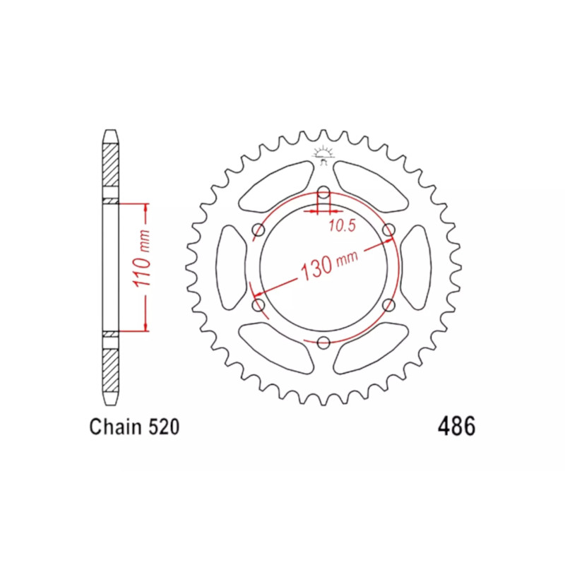 Zębatka tylna stalowa JT R486-46, 46Z, rozmiar 520