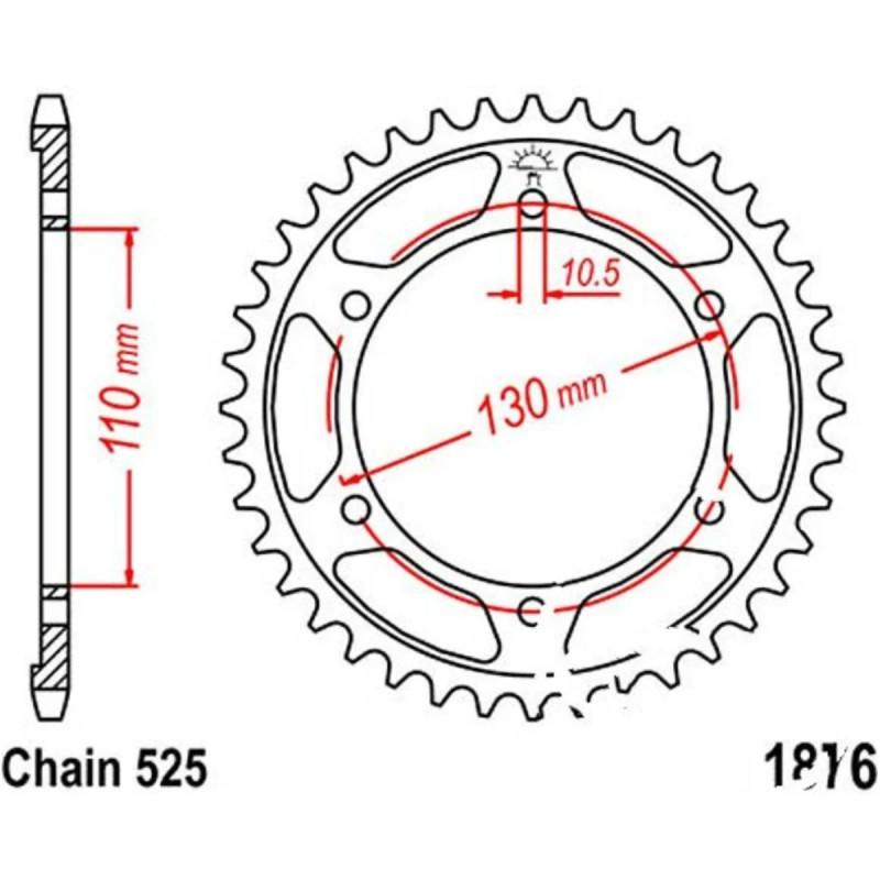 Zębatka tylna stalowa JT R1876-45, 45Z, rozmiar 525