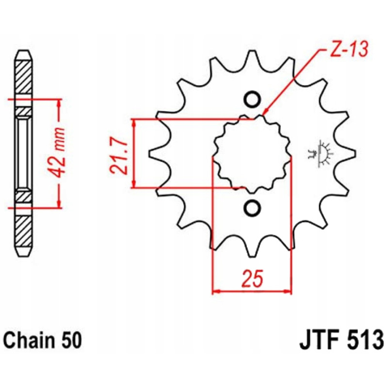 Zębatka przednia JT F513-18, 18Z, rozmiar 530