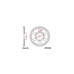 Zębatka tylna stalowa JT R816-45, 45Z, rozmiar 530
