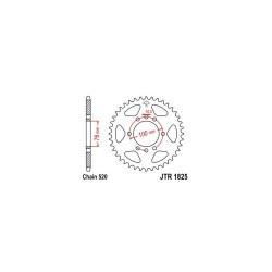 Zębatka tylna stalowa JT R1825-43, 43Z, rozmiar 520