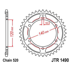 Zębatka tylna stalowa JT R1490-37, 37Z, rozmiar 520