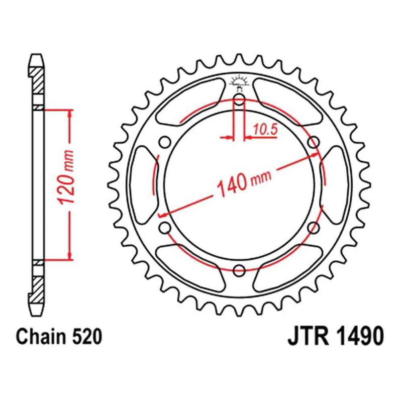 Zębatka tylna stalowa JT R1490-45, 45Z, rozmiar 520