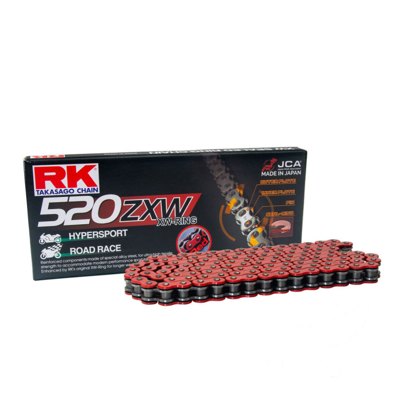 Łańcuch napędowy RK 520ZXW/112 XW-Ring czerwony otwarty z zakuwką