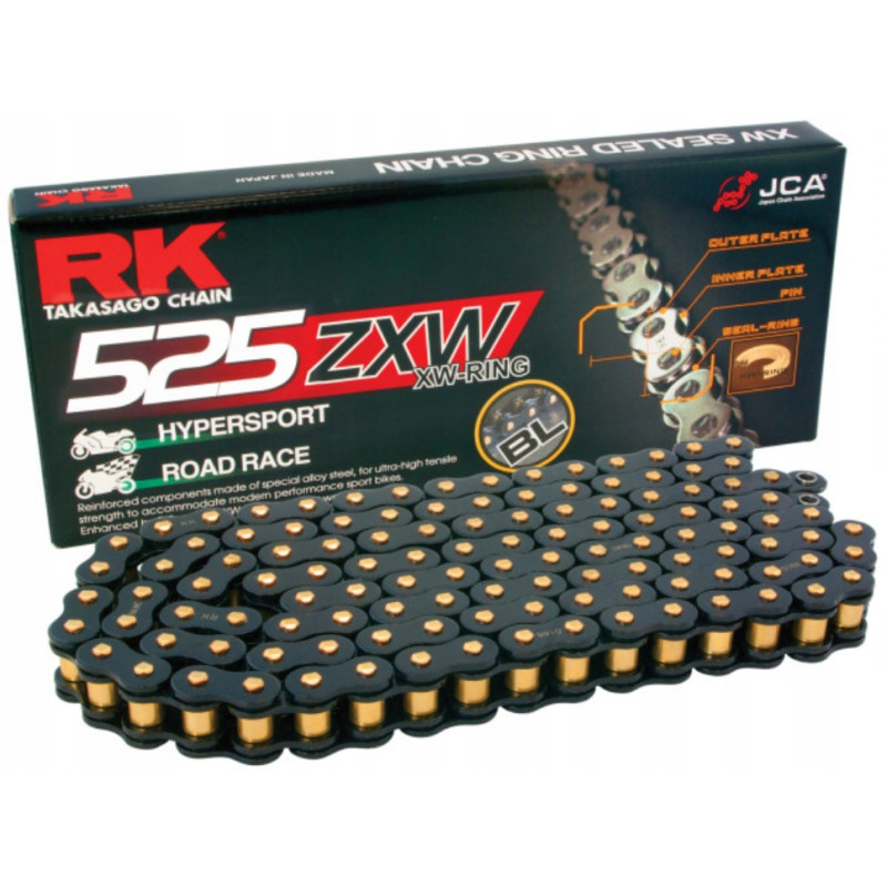 Łańcuch napędowy RK 525ZXW/112 XW-Ring BLACK otwarty z zakuwką