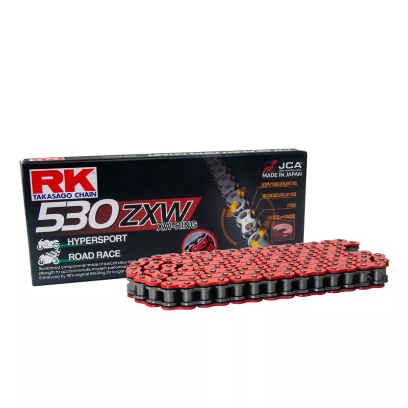 Łańcuch napędowy RK 530ZXW/112 XW-Ring czerwony otwarty z zakuwką