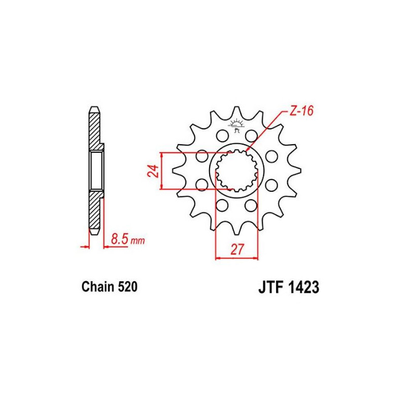 Zębatka przednia JT F1423-15, 15Z, rozmiar 520 Racing