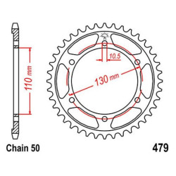 Zębatka tylna stalowa JT R479-41, 41Z, rozmiar 530