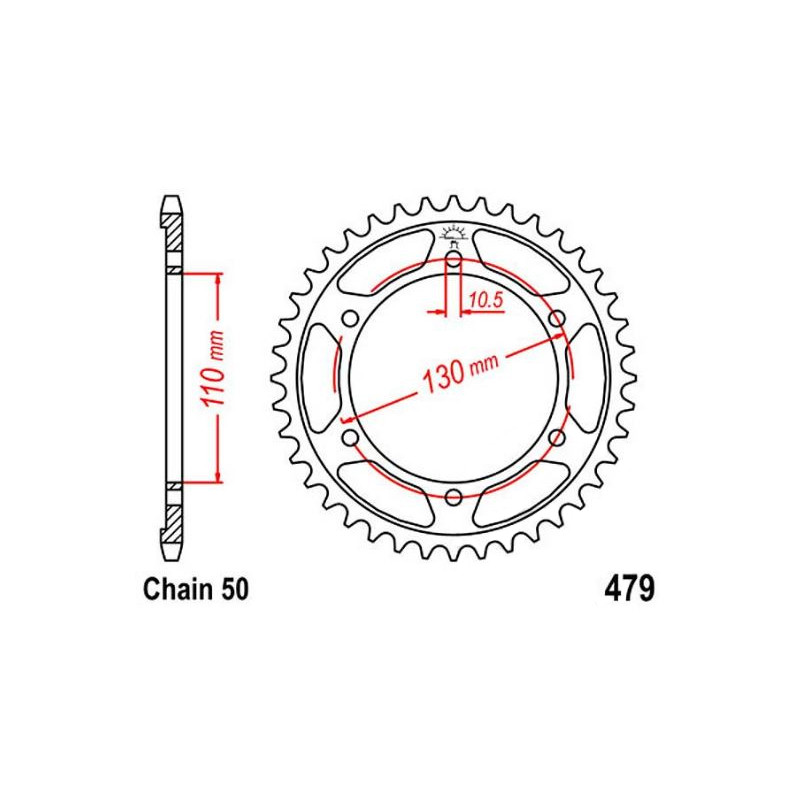 Zębatka tylna stalowa JT R479-41, 41Z, rozmiar 530