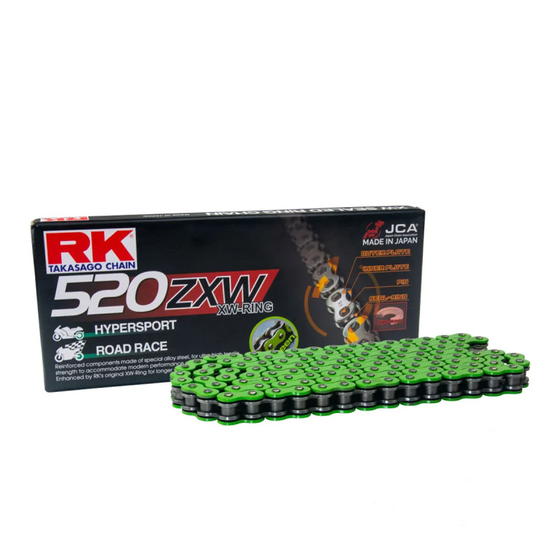 Łańcuch napędowy RK 520ZXW/120 XW-Ring zielony otwarty z zakuwką