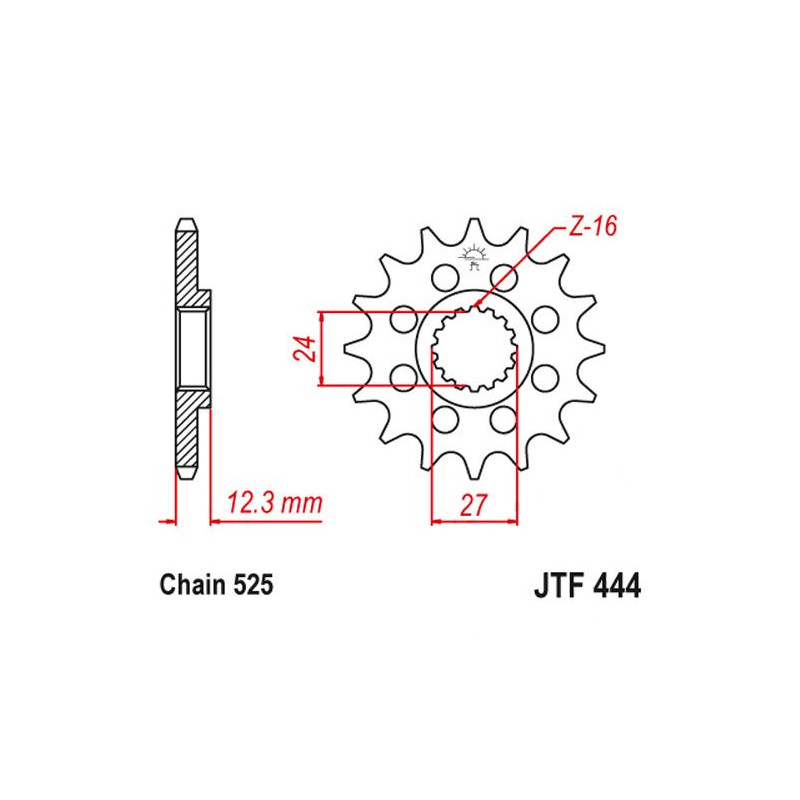 Zębatka przednia JT F444-17, 17Z, rozmiar 525 Racing