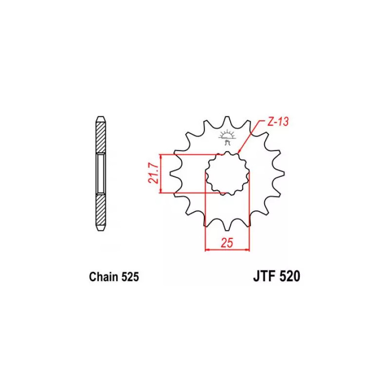 Zębatka przednia JT F520-14, 14Z, rozmiar 525